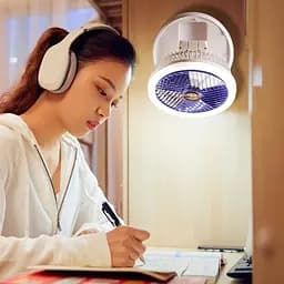 Настільний складний вентилятор Folding Fan 2in1 with Night Light White - мініатюра 7