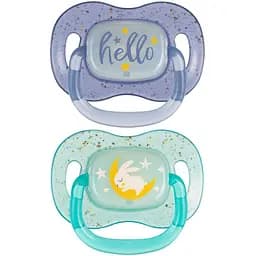 Пустышка силиконовая симметричная Canpol babies NightGlow 0-6 месяцев 2 шт. синяя (34/942_blu)