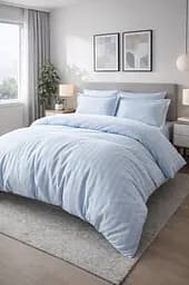 Комплект постельного белья евро 200х220 сатин голубой TC303376209