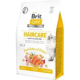 Сухой корм для котов Brit Care Cat GF Haircare Healthy&Shiny Coat уход за кожей и шерстью с лососем и курицей 0.4 кг
