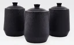 Набір із 3-х керамічних баночок Maestro MR-20002-03CS ємності для сипучих продуктів Чорні
