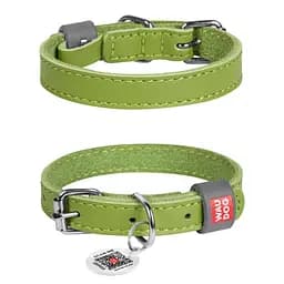 Ошейник для собак кожаный Waudog Classic Ш 12 мм Д 19-25 см салатовый