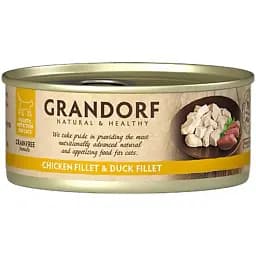 Влажный корм для кошек Grandorf Chicken Fillet & Duck Fillet куриная грудка с утиным филе 70 г