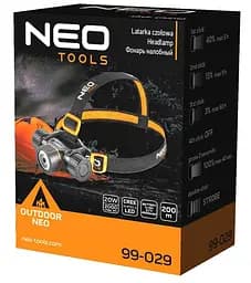 Neo Tools Ліхтар налобний аккумулятор/батарейки, 4000мА • рік або ААх3, 2000лм, 20Вт, 5 функцій освітлення, IPX4 - мініатюра 7