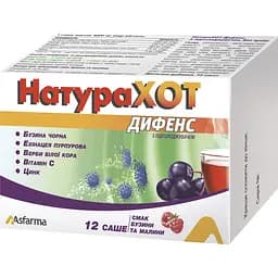 Диетическая добавка НатураХот Дифенс общеукрепляющего действия со вкусом бузины и малины 12 саше