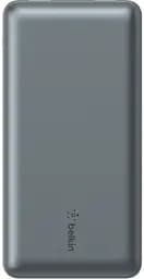 Акумулятор портативний літій-іонний Power Bank 10000мА·год 15Вт 2хUSB-A/USB-C cірий Belkin teh0019295