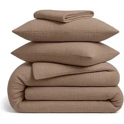 Комплект постільної білизни Cosas Brown Двоспальний муслін коричневий (Muslin_019Brown_El160-019Brown_180)