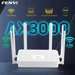 Роутер Fenvi FV-AX3000WR, White, WiFi 6 (2.4GHz до 574 MB/s / 5GHz до 2402 MB/s), 3xGLan, 1xGWan, MU-MIMO, 6 внешних антенн - мініатюра 2