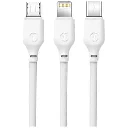 Кабель XO 3in1 micro/type-C/lightning NB103 2.1A/1m White