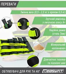 Обтяжувачі для ніг та рук набірні чорно-зелені 0.5-2.5 кг (пара) EasyFit fit0024803 - мініатюра 4