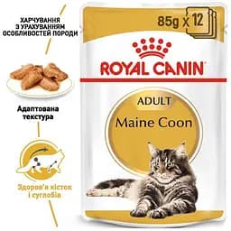 Набір вологого корму для дорослих кішок породи мейн-кун Royal Canin Maine Coon Adult шматочки в соусі 1.02 кг (12 шт. х 85 г) - мініатюра 5