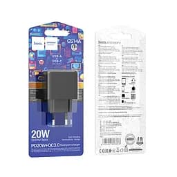 МЗП Hoco CS14A Ocean PD20W+QC3.0 charger(EU) Black - мініатюра 2