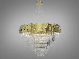 Елітна, магічна кришталева люстра на 22 лампи, діаметром 80 см, колір-золо
