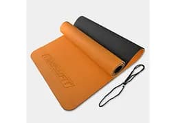 Коврик для йоги и фитнеса EasyFit TPE+TC 6 мм двухслойный оранжевый-черный (EF-1924-ORB)