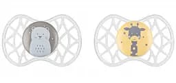Силіконова ортодонтична пустушка Nuvita Air55 Explorer Ведмедик і Жираф, 6-12 міс., 2 шт. (NV7086N)