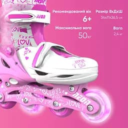 Роликові ковзани Neon Inline розмір 34-37 рожевий (NT08P4) - мініатюра 5
