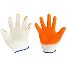 Рукавички робочі захисні стрейчові Китай 9" біло-жовтогарячі (в упаковці 12 шт.)