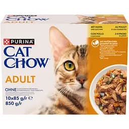 Уцінка. Вологий корм для дорослих котів Purina Cat Chow Adult з куркою та цукіні 85 г х 10 шт. 