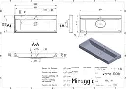 Умивальник Miraggio VARNA 1000 (0000252) Miramarble, Глянцевий, Накладний/Врізний, Білий - мініатюра 2