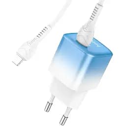 СЗарядний пристрій Hoco C101A 20W PD (Type-C) + Кабель Type-C to Lightning біло-блакитне