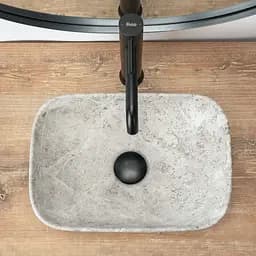 Умивальник Rea Camelia light stone накладний REA-U0362, Сірий - мініатюра 5