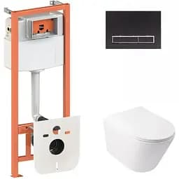 Набір Q-tap інсталяція 3 в 1 Nest QT0133M425 з панеллю змиву лінійною QT0111M08V1091MB + унітаз з сидінням Swan QT16335178W