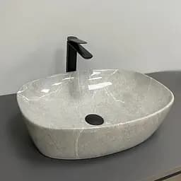 Умивальник VBI Olbia grey stone glossy накладний VBI-014302, Мрамор - мініатюра 2