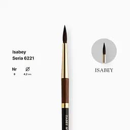 Пензель білка кругла натуральна Isabey 6221, №8, для акварелі, коротка ручка - мініатюра 2