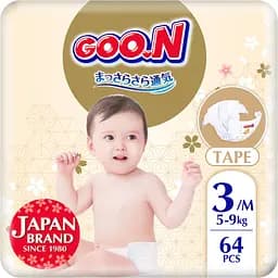 Упаковка підгузків для дітей Goo.N Premium Soft 3 М (5-9 кг) на липучках унісекс 128 шт. (64 шт. х 2 шт.) - мініатюра 2