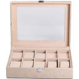 Скринька-органайзер Yiwu для прикрас та аксесуарів з накидним замком 25.5x20x7.5 см бежева HP-5-6GOLD