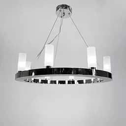 Подвесная серебряная кольцевая люстра RENNES ROUND 60 см 8 плафонов Line.F MJ 111-600