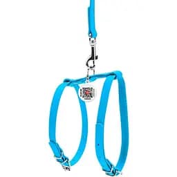Шлея з повідцем для собак Waudog Glamour, шкіряна, з QR паспортом, 25-33х35-43х1,2/115 см, блакитний (34002) - мініатюра 2