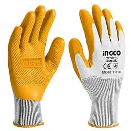 Перчатки Ingco Industrial с латексным покрытием XL желто-белые (HGVL08-XL)