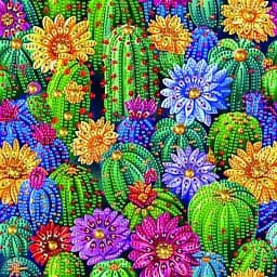 Алмазна мозаїка Квіткові кактуси Brushme BH014 неповна викладка 25х25 см