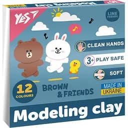 Пластилін Yes Line Friends 12 кольорів 240 г (540670)
