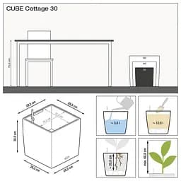 Вазон Lechuza Cottage Cube, 12 л, мокко (15375) - мініатюра 4