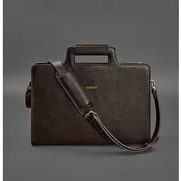 Шкіряна сумка для ноутбука та документів темно-коричнева краст
