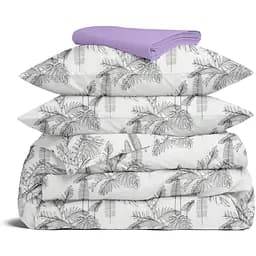 Комплект постільної білизни Cosas Palms CS3 Двоспальний сірий (LeafPalmGrey_El160-47Amethyst_180)