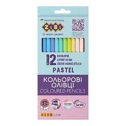 Карандаши цветные 12 цветов PASTEL, KIDS LINE ZB.2470 ZiBi (4823078969774)