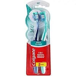 Зубна щітка Colgate 360 Суперчистота усієї порожнини рота синя з зеленим 2 шт. 