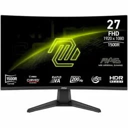 Монітор вигнутий 27" MSI MAG 276CF E20, Black, Fast VA, 1920x1080 (16:9), 0.5 мс, 200 Гц, 1500R, 250 кд/м², 3000:1, 178°/178°, DP/2хHDMI, Vesa 100x100, Adaptive Sync
