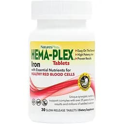 Хелатне залізо Natures Plus Hema-Plex Jar, 30 таблеток