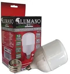 Лампа высокомощная 70вт LED T13570W E27 с переходником на Е40 6000K 6300Lm TM LUMANO