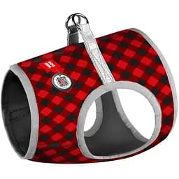 Шлея для собак м'який Waudog Clothes c QR паспортом малюнок Шотландка червона XS3 B 32-35 см, C 22-24 см