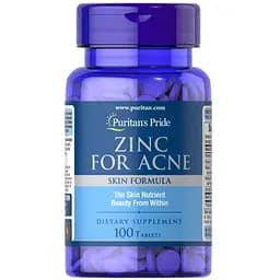 Вітаміни та мінерали Puritan's Pride Zinc for Acne, 100 таблеток