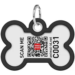 Адреса для собак и кошек металлический WAUDOG Smart ID с QR паспортом рисунок Леопард Д 40 мм Ш 28 мм