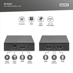 Подовжувач Digitus 4K HDMI Splitter, 2-port - мініатюра 2
