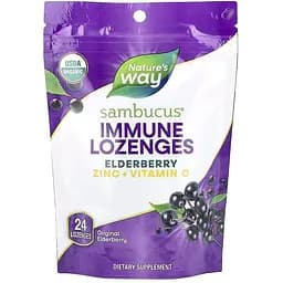 Екстракт чорної бузини, цинк і вітамін C Nature's Way Sambucus Immune Lozenges, 24 льодяники для підтримки імунної системи