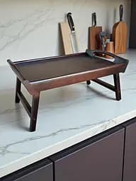 Складаний кавовий столик для сніданку в ліжко темний 42×28×17 см №6. - мініатюра 4