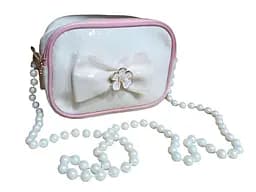 Детская сумка через плечо с бусинами белая (25-567)